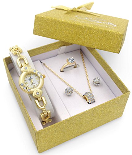 Gold Watch Jewelry Gift Matching Set
